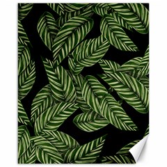 Tropical Leaves On Black Canvas 16  X 20  by snowwhitegirl