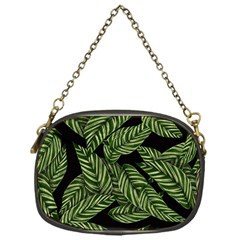 Tropical Leaves On Black Chain Purse (one Side) by snowwhitegirl