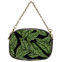 Tropical Leaves On Black Chain Purse (two Sides) by snowwhitegirl