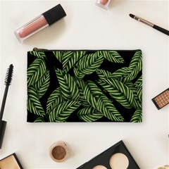 Tropical Leaves On Black Cosmetic Bag (medium) by snowwhitegirl