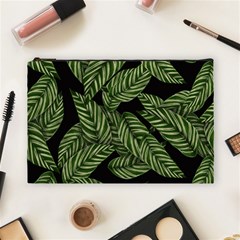 Tropical Leaves On Black Cosmetic Bag (large) by snowwhitegirl