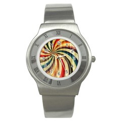 Abstract Rainbow Swirl Stainless Steel Watch by snowwhitegirl