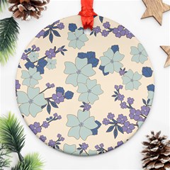 Vintage Floral Blue Pattern Ornament (round) by snowwhitegirl