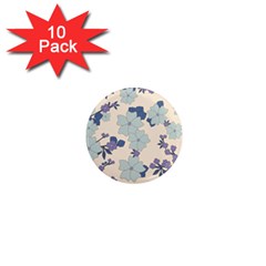 Vintage Floral Blue Pattern 1  Mini Magnet (10 Pack)  by snowwhitegirl