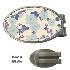 Vintage Floral Blue Pattern Money Clips (oval)  by snowwhitegirl