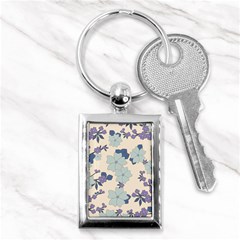 Vintage Floral Blue Pattern Key Chains (rectangle)  by snowwhitegirl