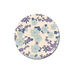 Vintage Floral Blue Pattern Magnet 3  (round) by snowwhitegirl