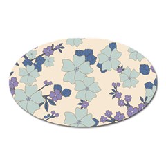 Vintage Floral Blue Pattern Oval Magnet by snowwhitegirl