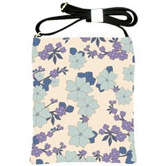 Vintage Floral Blue Pattern Shoulder Sling Bag by snowwhitegirl