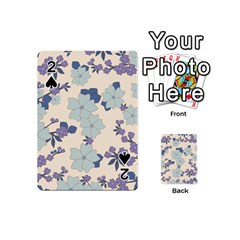 Vintage Floral Blue Pattern Playing Cards 54 (mini)