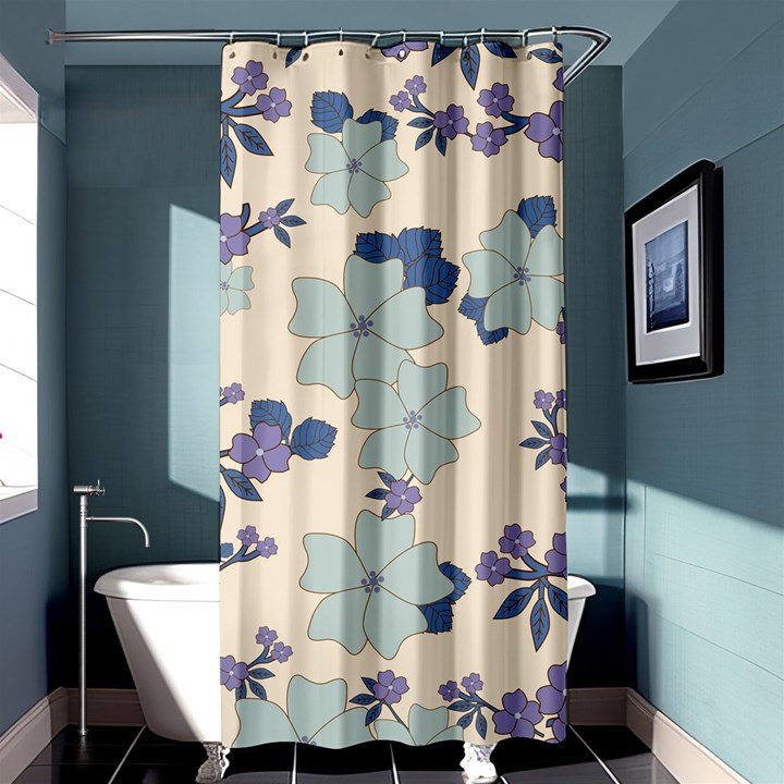 Vintage Floral Blue Pattern Shower Curtain 36  x 72  (Stall) 