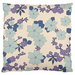 Vintage Floral Blue Pattern Large Cushion Case (one Side) by snowwhitegirl