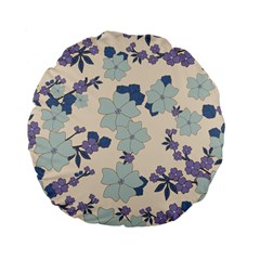 Vintage Floral Blue Pattern Standard 15  Premium Flano Round Cushions by snowwhitegirl