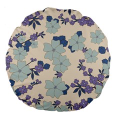 Vintage Floral Blue Pattern Large 18  Premium Flano Round Cushions by snowwhitegirl