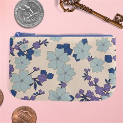 Vintage Floral Blue Pattern Large Coin Purse by snowwhitegirl