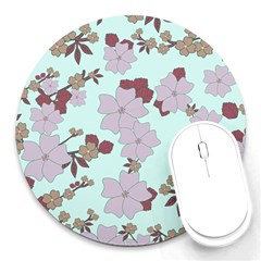 Vintage Floral Lilac Pattern Round Mousepads by snowwhitegirl