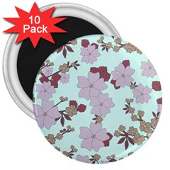 Vintage Floral Lilac Pattern 3  Magnets (10 Pack)  by snowwhitegirl