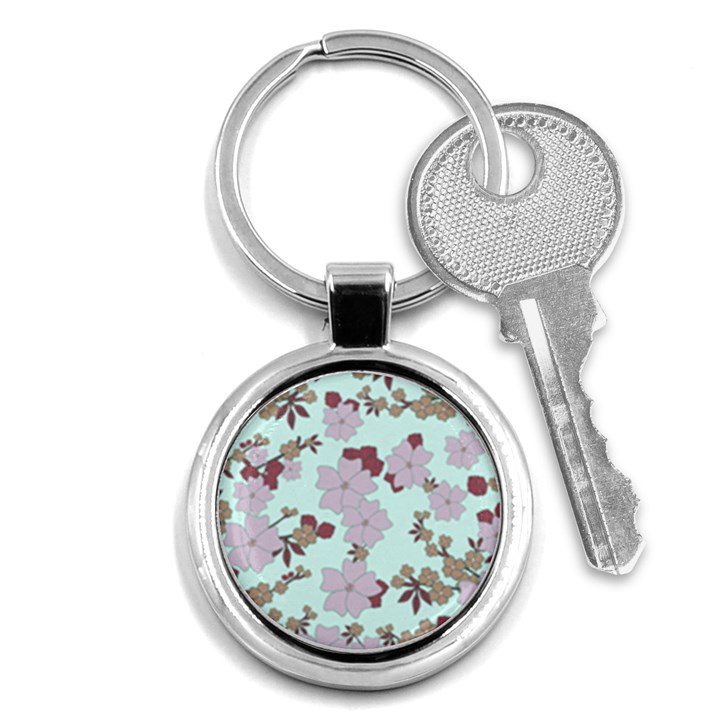 Vintage Floral Lilac Pattern Key Chains (Round) 