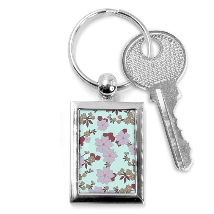 Vintage Floral Lilac Pattern Key Chains (Rectangle) 