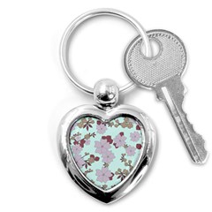 Vintage Floral Lilac Pattern Key Chains (heart)  by snowwhitegirl