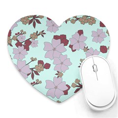 Vintage Floral Lilac Pattern Heart Mousepads by snowwhitegirl