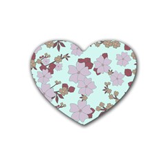 Vintage Floral Lilac Pattern Heart Coaster (4 Pack)  by snowwhitegirl