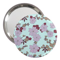 Vintage Floral Lilac Pattern 3  Handbag Mirrors by snowwhitegirl