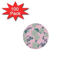 Vintage Floral Lilac Pattern Pink 1  Mini Buttons (100 Pack)  by snowwhitegirl