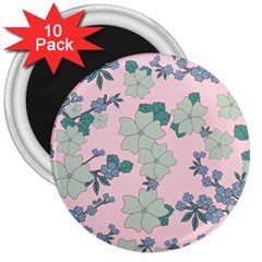 Vintage Floral Lilac Pattern Pink 3  Magnets (10 Pack)  by snowwhitegirl