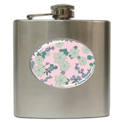 Vintage Floral Lilac Pattern Pink Hip Flask (6 Oz) by snowwhitegirl