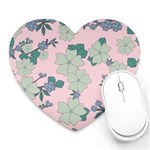 Vintage Floral Lilac Pattern Pink Heart Mousepads Front