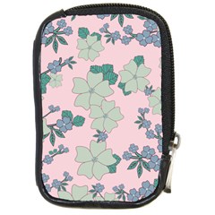 Vintage Floral Lilac Pattern Pink Compact Camera Leather Case by snowwhitegirl