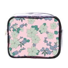 Vintage Floral Lilac Pattern Pink Mini Toiletries Bag (one Side) by snowwhitegirl