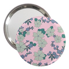 Vintage Floral Lilac Pattern Pink 3  Handbag Mirrors by snowwhitegirl