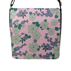 Vintage Floral Lilac Pattern Pink Flap Closure Messenger Bag (l) by snowwhitegirl