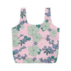 Vintage Floral Lilac Pattern Pink Full Print Recycle Bag (m) by snowwhitegirl