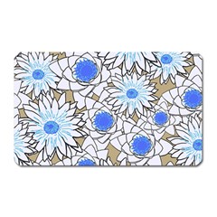 Vintage White Blue Flowers Magnet (rectangular) by snowwhitegirl