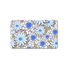 Vintage White Blue Flowers Magnet (name Card) by snowwhitegirl