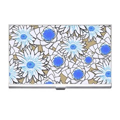 Vintage White Blue Flowers Business Card Holder by snowwhitegirl