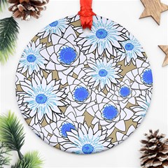 Vintage White Blue Flowers Round Ornament (two Sides) by snowwhitegirl