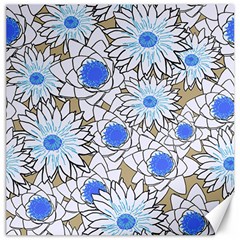 Vintage White Blue Flowers Canvas 12  X 12  by snowwhitegirl