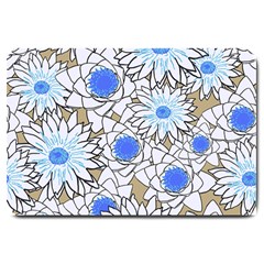 Vintage White Blue Flowers Large Doormat  by snowwhitegirl