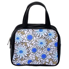 Vintage White Blue Flowers Classic Handbag (one Side) by snowwhitegirl