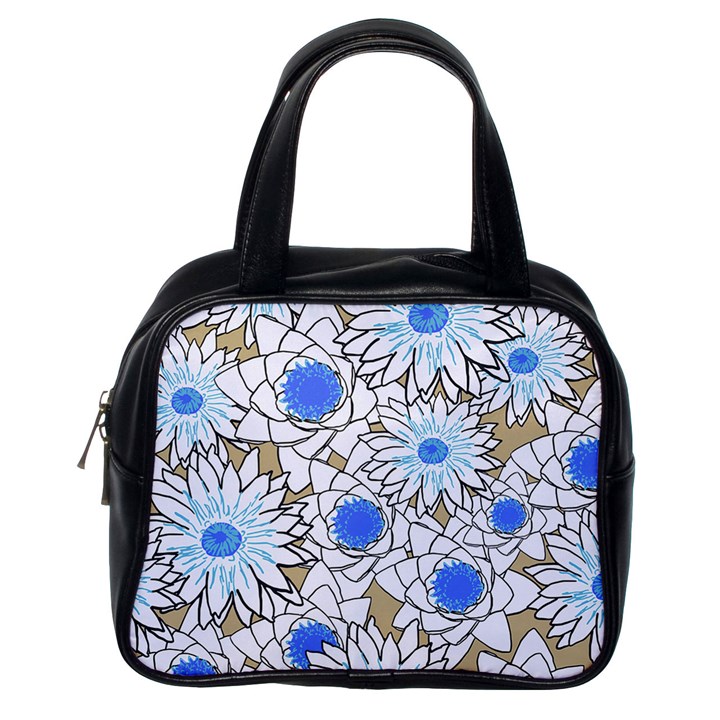 Vintage White Blue Flowers Classic Handbag (One Side)