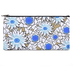 Vintage White Blue Flowers Pencil Cases by snowwhitegirl