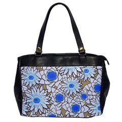 Vintage White Blue Flowers Oversize Office Handbag by snowwhitegirl