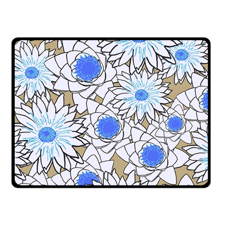 Vintage White Blue Flowers Fleece Blanket (Small)