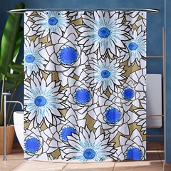 Vintage White Blue Flowers Shower Curtain 60  X 72  (medium)  by snowwhitegirl