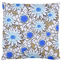 Vintage White Blue Flowers Large Cushion Case (two Sides) by snowwhitegirl