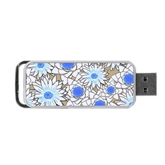 Vintage White Blue Flowers Portable Usb Flash (two Sides) by snowwhitegirl